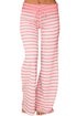 Sexy Coral White Striped Wide Leg Pants